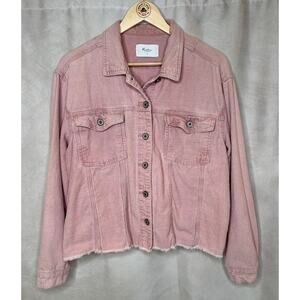 KanCan Corduroy Jacket Women’s Small Pink Distressed Hem Cotton Trucker